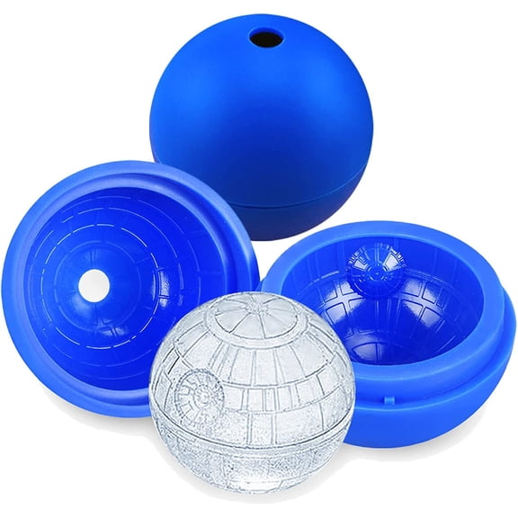 Ice Cube Mold 2 Pack Silicone 3D Space Station Ice Molds Sphere Big Ice Ball Maker for Whiskey, Bourbon and Cola (2)