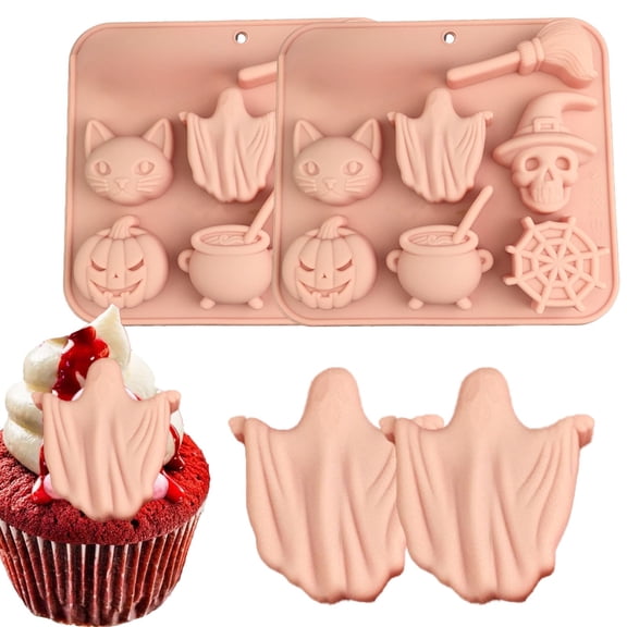 Ice Cube Mold,Halloween Candy Silicone Halloween Pumpkin Bat Witch Hat Gummy Fondant Baking For DIY Sugar Halloween Cupcake