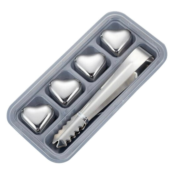 Ice Cube Mold,Heart Shaped Stainless Steel Reusable Trays Whiskey Stones Gift Set For Men And Women Perfect Beverage Stones For Drinks Unique Ice Cubes Gift For（4ml）