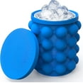thumbnail image 1 of Ice Cube Mold Ice Trays, Large Silicone Ice Bucket, (2 in 1) Ice Cube Maker, Round,Portable (Dark blue), 1 of 7