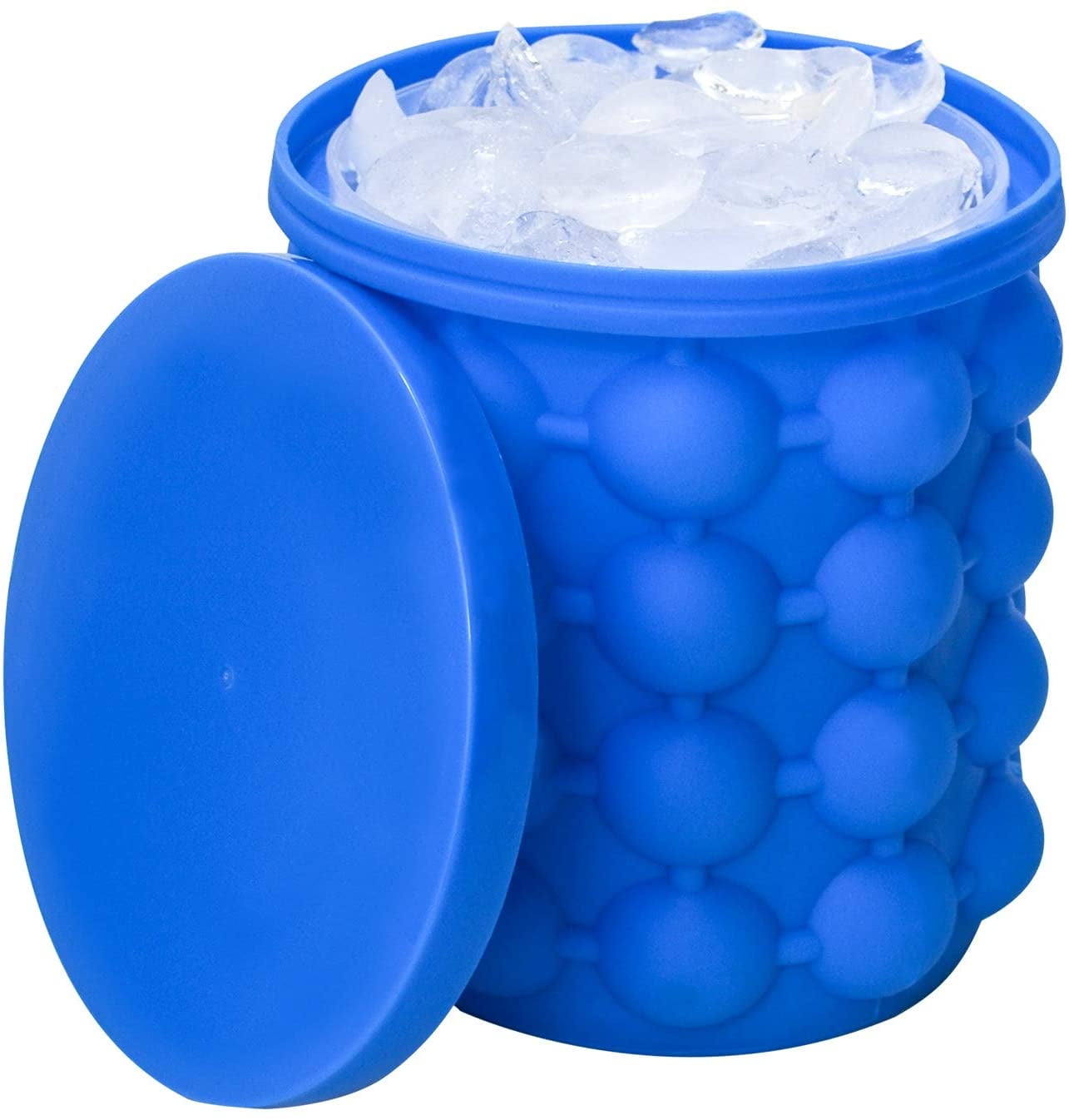Ice Cube Mold Ice Trays丨Large Silicone Ice Bucket丨Ice Cube Maker丨Round丨Portable  (Dark blue)