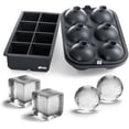 thumbnail image 1 of Ice Cube Molds – Large Silicone Ice & Sphere Mold Combo with Built-In Easy-Fill Funnel 2-Inch Round & Square Whiskey Ice Molds for Cocktails & Bourbon, 1 of 7