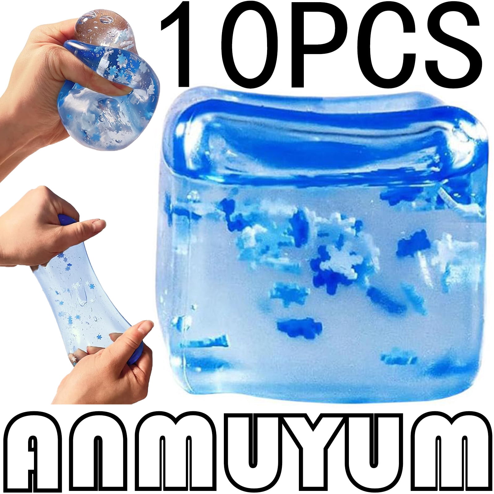 Ice Cube Stress Ball With Snowflakes – Mini Slow-Rise Squishy Fidget Toy For Anxiety Relief (Kids & Adults)