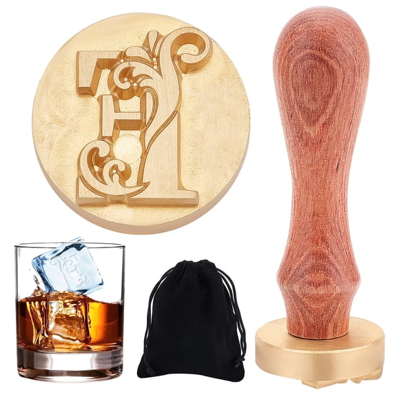 Ice Cube Stamp - 1.6 Inch Initial Letter S Personalized with Removable Brass Head and Wood Handle - Vintage Ice Branding Stamp