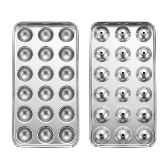 Ice Cube Tray, 18 Cavity Half Sphere Ice Molds, Quick Freezing and Easy Release, Polished Surface, Tray and Lid, for Parties and Bars, Space Saving Stackable Design