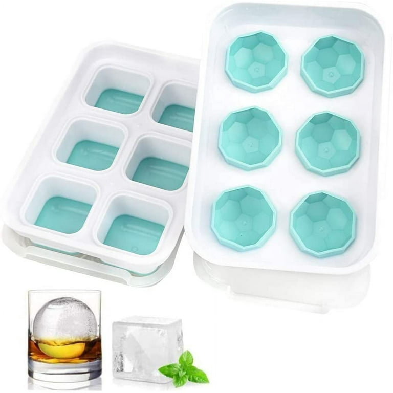 Large Ice Cube Molds - 2PCS Silicone Ice Cube Trays for Freezer Square Ice  Cube Mold for Whisky, Cocktails, Chilled Drink, Food Grade Silicone Easy to
