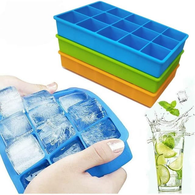 Walmart 3 Pack Silicone Ice Cube Tray, EasyRelease, Stackable, BPA
