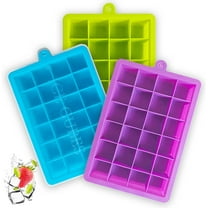 Ice Cube Tray 3 Pack Silicone Ice Tray with Removable Lid Easy Release Crushed Ice Trays for Freezer Stackable 24 Cavities Flexible Ice Cube Molds for Cocktail, Whiskey