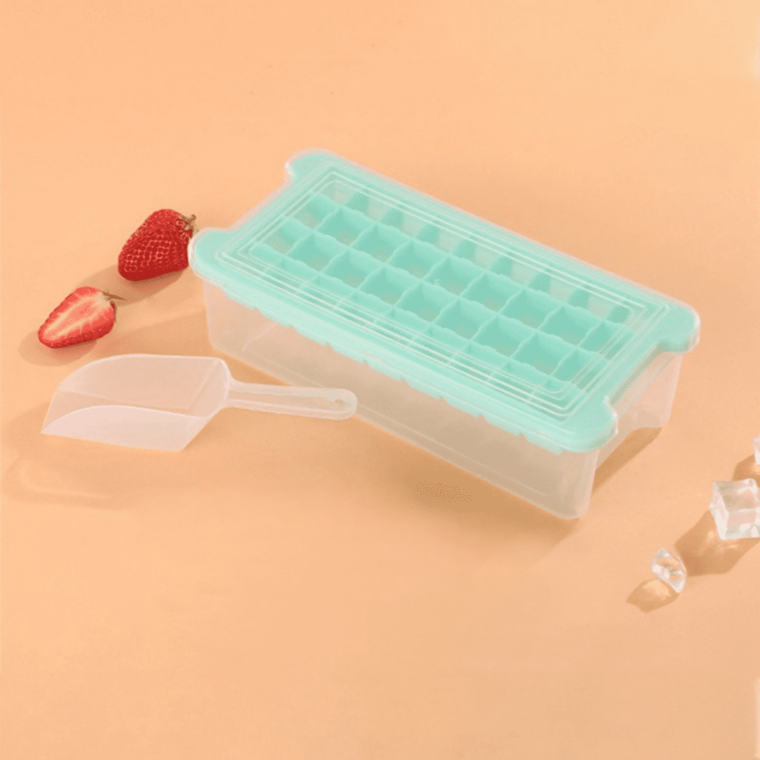 Ice Cube Tray, Ice Tray With Lid, Bin And Ice Scoop, Ice Cube Pop Out Tray,  Ice Cube Trays For Freezer, Ice Cube Molds, Bpa Free, Easy Release  Stackable Spill-resistant - Temu
