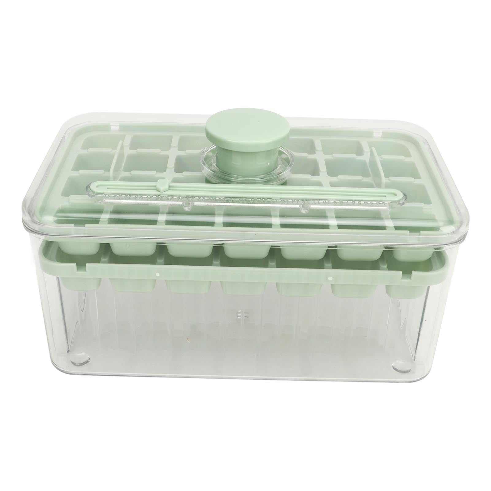Ice Cube Tray Bin with Lid Scoop PET Silicone Press Ice Cube Tray Mold