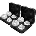 thumbnail image 1 of Ice Cube Tray, HANCELANT 2.5inch Ice Cube Molds, 2 Cavity Silicone Rose & 2 Diamond Ice Ball Maker, Whiskey, Bourbon & Homemade Juice 2PCS (Black), 1 of 16