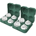thumbnail image 1 of Ice Cube Tray, HANCELANT 2.5inch Ice Cube Molds, 2 Cavity Silicone Rose & 2 Diamond Ice Ball Maker, Whiskey, Bourbon & Homemade Juice 2PCS (Green), 1 of 14