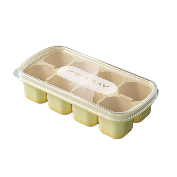 Ice Cube Tray, Homemade Eight-Compartment Ice Box Maker, Easy to release, for Whiskey, Cocktail, Coffee (Yellow)