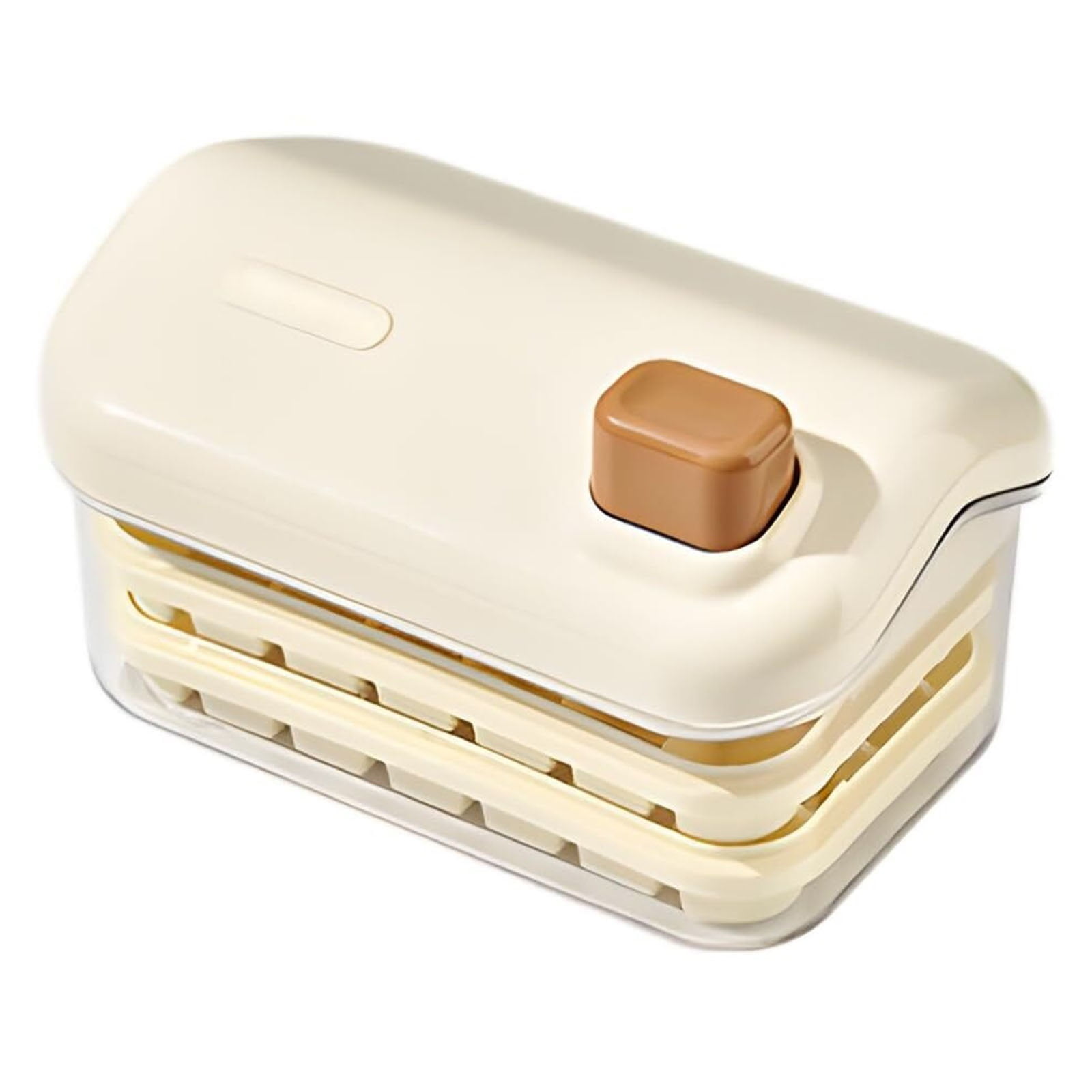 Ice Cube Tray Ice Mold Double Layer Ice Cube Maker with Lid Home One Button Ice Removal