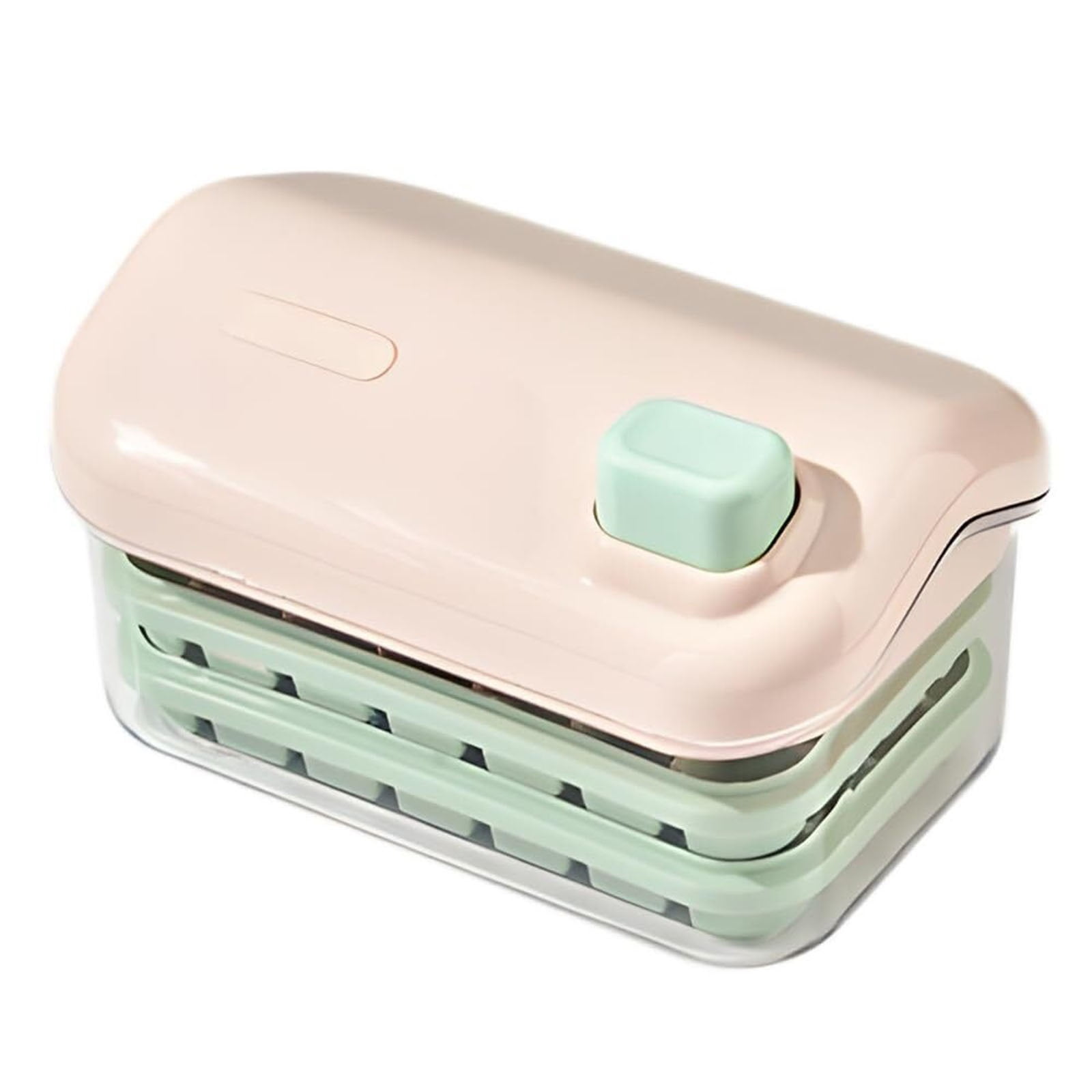 Ice Cube Tray Ice Mold Double Layer Ice Cube Maker with Lid Home One Button Ice Removal