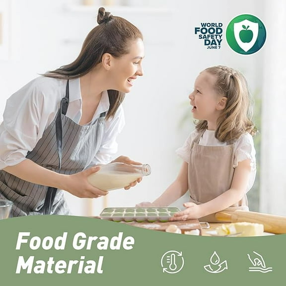 Ice Cube Tray with Lid, 2 Packs 28 Cubes Durable Stackable Ice Cube Trays for Freezer with Removable Lids, Easy-Release Plastic & Silicone Ice Tray for Cocktail, Coffee