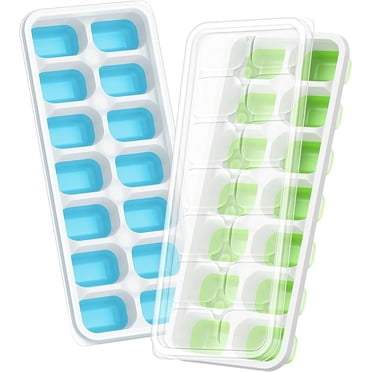 ChefAide 4-Pack Stackable Ice Cube Trays With Lids – BPA-Free Silicone & PP, Dishwasher Safe (Green)
