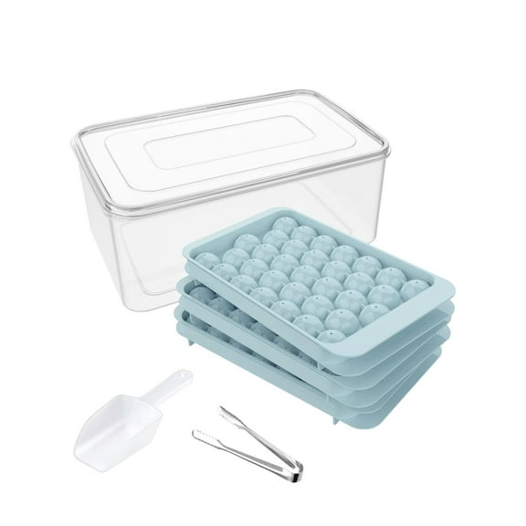 Ice Cube Tray with Lid BPA Free 3 Pack (99 1.1'' Balls) Small Ice Ball Maker Mold, Ice Tray with Cover Easy-Release Round Sphere Ball Ice Cube Mold Stackable Nugget Ice Mold-Tray Blue