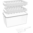 thumbnail image 1 of Ice Cube Tray with Lid & Bin, 0.8inx66 Ice Ball Maker Mold for Freezer with Container Ice Trays Making Sphere Ice Chilling Cocktail Tea Coffee (2 White Trays 1 Ice Bucket & Scoop), 1 of 5