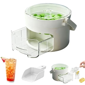 Ice Cube Tray with Lid & Bin, 25 Cube Ice Maker with Handle, Double-Layer Ice-Making Box, Ice Trays for Freezer Ice Container, Ice Bucket Storage Box, Reusable Ice Mold for Whiskey, 6.89×6.89 in，A