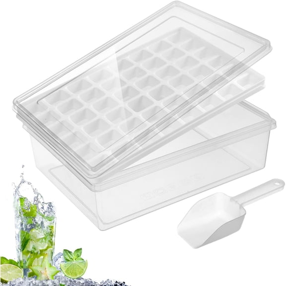 Ice Cube Tray with Lid and Bin,48 Nuggets Ice Trays for Freezer,Easy Release Flexible Ice Cube Mold for Whiskey with Ice Bin Scoop and Cover,Good Size Ice Bucket