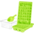 thumbnail image 1 of Ice Cube Tray with Lid and Bin for Freezer, Easy Release 36 Nugget Ice Tray with Cover, Storage Container, Scoop. Perfect Small Ice Cube Maker Tray & Mold. Flexable Durable Plastic, BPA Free (Green), 1 of 5