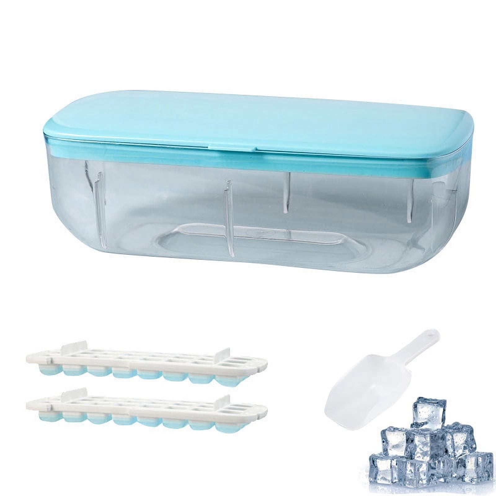 Ice Cube Tray with Lid and Bin, Soft Silicone Ice Bucket for Freezer,  Handheld Coffee Ice mold with Shovel, Stackable Ice Container with Storage  Box