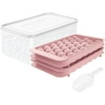 thumbnail image 1 of Ice Cube Tray with Lid & Bin, Ice Ball Maker Mold with Container Circle Ice Cube Tray Making 66pcs 1" Sphere Ice Balls (2 Pink Trays 1 Ice Bucket & Scoop), 1 of 5