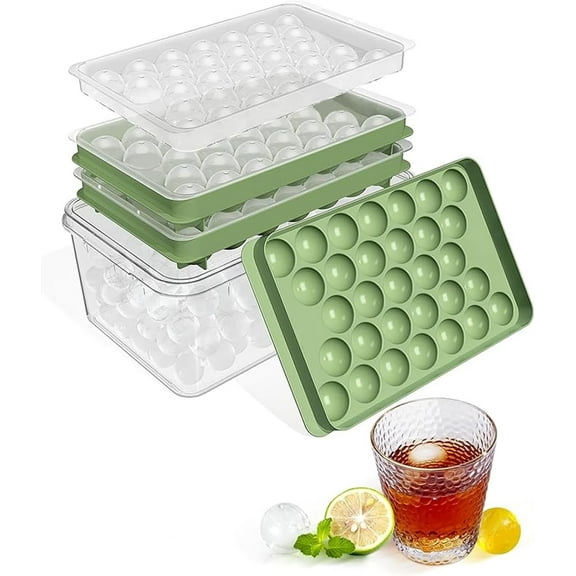 Ice Cube Tray with Lid and Bin,Ice Tray,62 Round Ice Trays for Freezer, BPA-Free Plastic Ice Cube Molds, Easy Release Ice Ball Maker, Stackable Ice Molds for Cocktails, Whiskey, Coffee