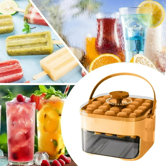 Ice-Cube Tray with Lid and Bin,Portable Ice Block Maker,Ice-Cube Pop out Tray for Freezer,25-Grid Ices Maker Mold Trays for Freezer with Shovel,Large Capacity Chilling Cubes Making Tool