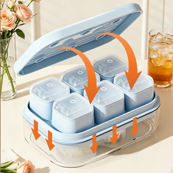 Ice Cube Tray With Lid, Press Release Ice Mold Easy Pop Ice Maker Box Leakproof Covered Freezer Tray, Food Storage Ice Container for Home Kitchen Travel Summer Drinks Cocktail Making