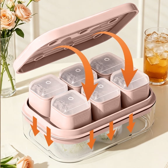 Ice Cube Tray With Lid, Press Release Ice Mold Easy Pop Ice Maker Box Leakproof Covered Freezer Tray, Food Storage Ice Container for Home Kitchen Travel Summer Drinks Cocktail Making