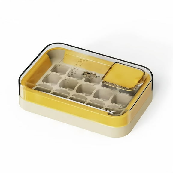 Ice Cube Tray with Lid & Storage Bin, Ice Cube Maker Mold for Freezer with Container, Mini Ice Cube Tray Makes 15 Cube Ice at once for Cocktail Whiskey Tea Coffee (Orange)