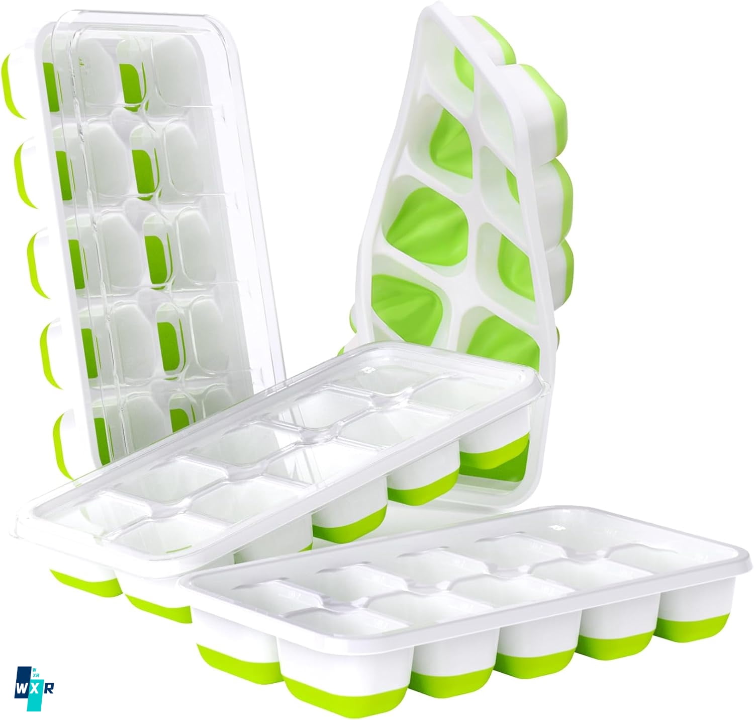 Ice Cube Tray with Lids - 4 Pack Stackable Silicone Ice Trays for ...
