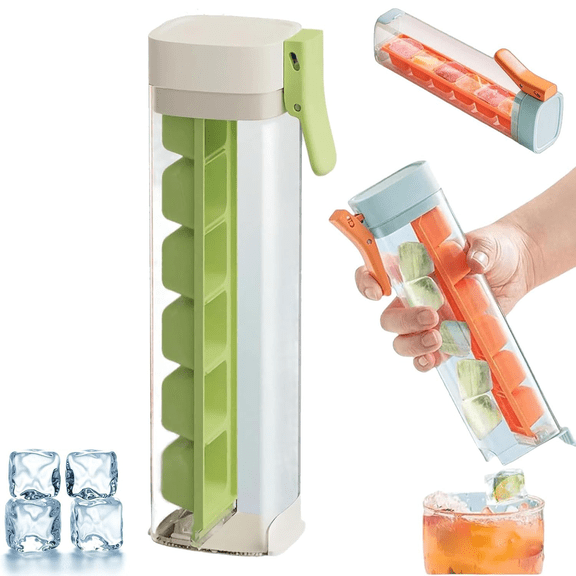 Ice Cube Tray Mold One-Hand Press on, 6 Cubes Silicone Ice Maker Cup, Easy Pop-Out Design, Space-Saving for Iced Drinks, Coffee & Home Use