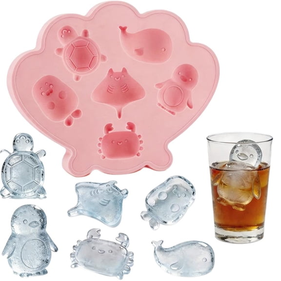 Ice Cube Tray Shell Silicone Ice Cube Trays with Cute Marine Life Shapes Cubes Easy to Release Perfect for Freezer Home, Kitchen, Drinks, Cocktail, Coffee, Chocolate Mold