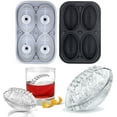 thumbnail image 1 of Ice Cube Tray,Silicone Ice Cube Moulds Set Sphere Giant Ice Maker With Lid Easy To Release Large Football/Basketball/Rugby Ice Cube Trays For Whiskey Cocktails Baby Food, 1 of 9