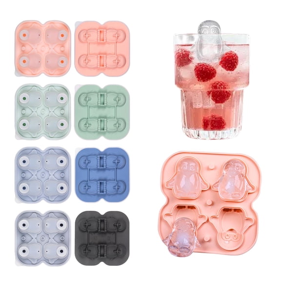 Ice Cube Tray, Silicone Ice Cube Tray, Penguin Shape, Silicone, Perfect for Valentine Dating, Afternoon Tea, Party Drinks, or DIY Desserts (Pink)