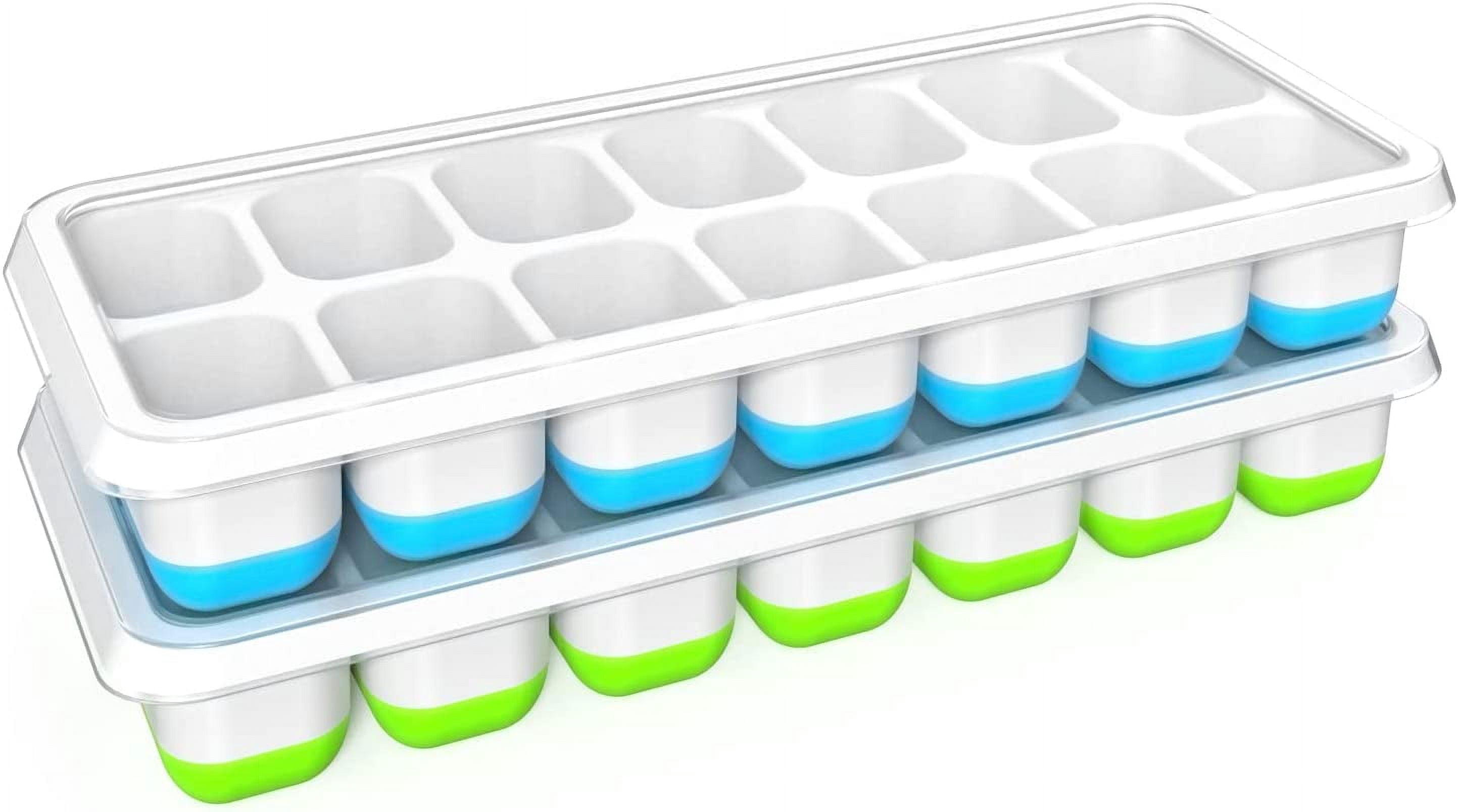 Ice Cube Tray, Silicone Ice Tray with Stackable and Spill-Resistant Lid ...