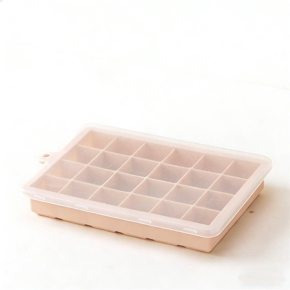 Ice Cube Tray – Small Silicone Molds with Lids, BPA-Free and Flexible for Cocktails and Beverages – Set of 2 24 grid silicone ice cube mold in pink