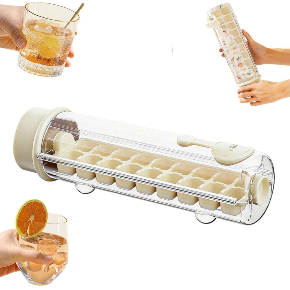 Ice Cube Tray,Square Ice Cube Mold,One Glass Ices Maker,One Hand Press Ices-Tray Mold with Handle,Single Handed Pressing IceMaker,18 Grid Ices -Cube Tray Cup for Drinks,Gifts for Mom Lover