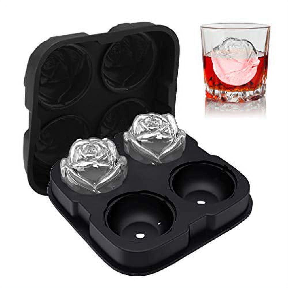 Ice Cube Tray,2 Inch Rose Ice Cube Trays With Covers, 6 Cavity Silicone  Rose Ice Ball Maker, Easy Release Large Ice Cube Form For Chilled  Cocktails, W