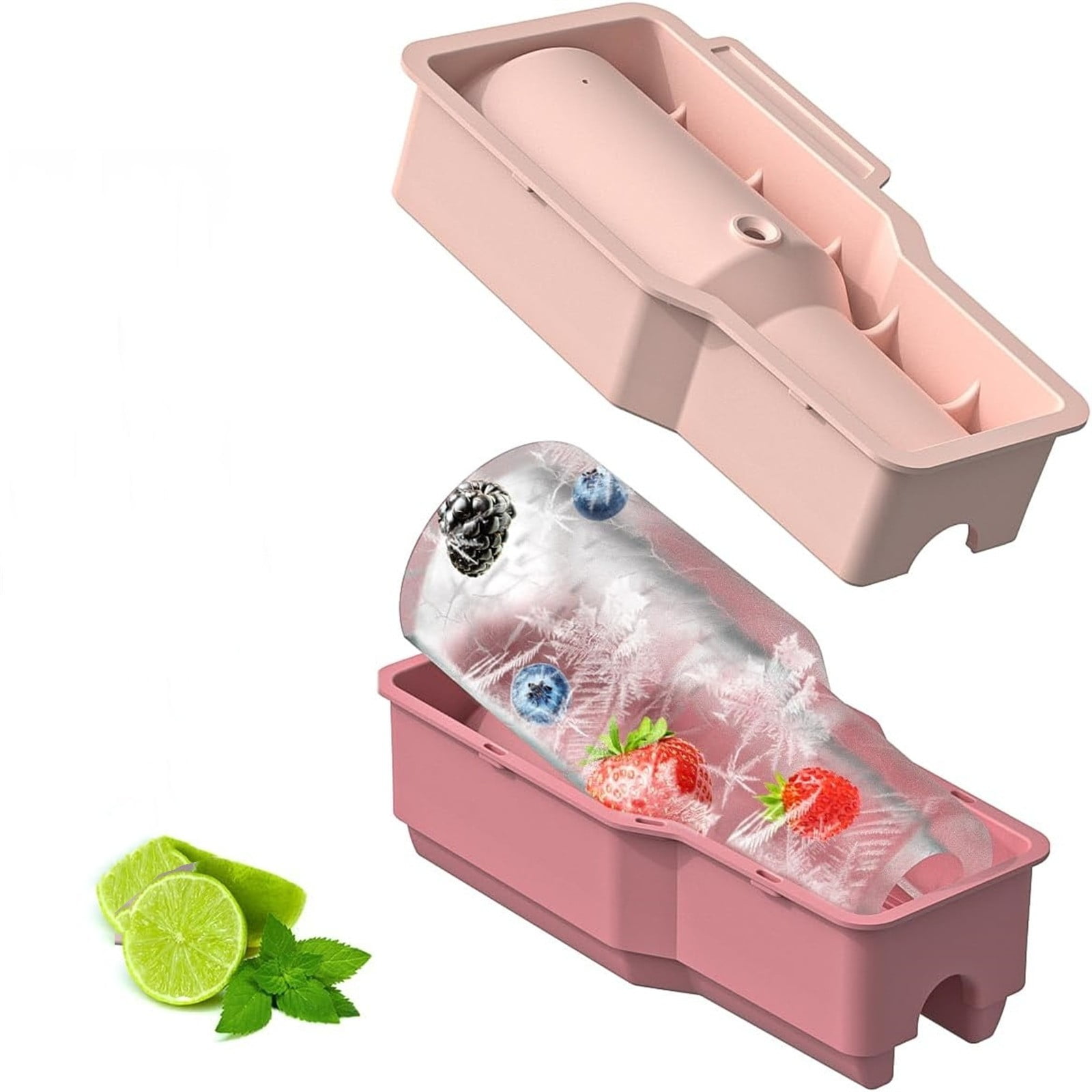 Ice Cube Tray For Tumbler Cup Silicone Ice Cube With Lid Hollow Silicone Cylinder Ice For Whiskey Cocktails Drinks Coffee Easy Fill And Release Ice Maker S High-quality