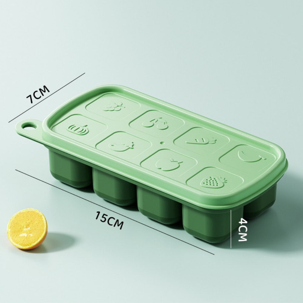 Ice Cube Tray With Lid And Bin,Silicone Ice Tray With Lid And Bin, Stackable Ice Tray With Bin, Green Ice Bin For Freezer With Lid With Easy Release