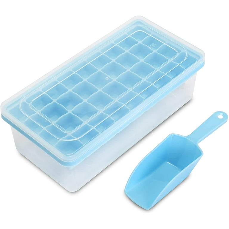 Ice Cube Maker With Lid & Bin for Cocktails & Whisky | BPA Free Silicone  Container & Tong | Stackable 36 Nugget Tray for Freezer With Easy Release 