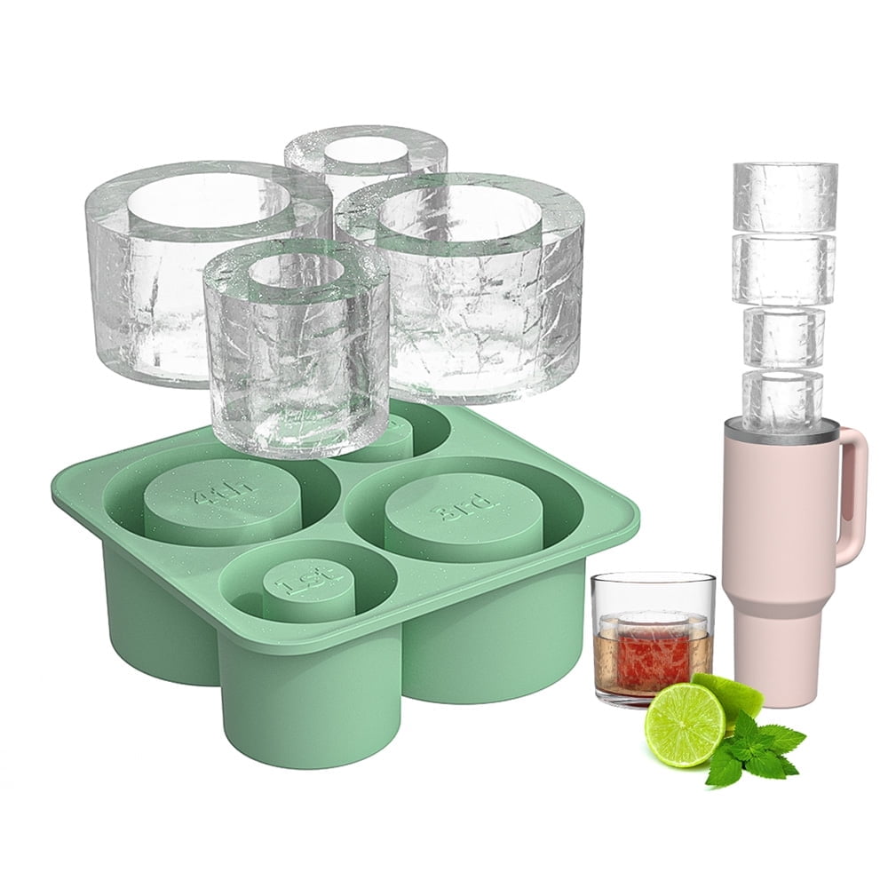 Ice Mold For Stanley Cup, Silicone Ice Cube Tray With Lid For 20 30 40 Oz – Black, 3 Cylinder Holes, Dishwasher Safe