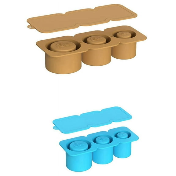 Ice-Cube Tray for Cup Tumbler Cup, Cylinder-Shaped Silicone Ice Mold with Lid for Freezer,Brown & Blue,2 * Ice-Cube Tray,Brown & Blue