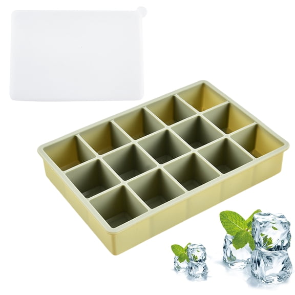 Ice Cube Tray with Lid, 15/24 Cavities Silicone Ice Tray Easy-Release Stackable Ice Trays for Freezer, Ice Maker for Cocktail, Whiskey, Juice