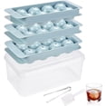 thumbnail image 1 of Ice Cube Tray with Lid, 3 Pack 2 INCH Round Ice Ball Maker, Easy Fill & Release Sphere Ice Ball Mold for Whiskey Cocktails Bourbon - Blue, 1 of 5