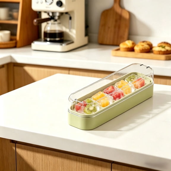 Ice Cube Tray with Lid, 5 Lattice Press Release Plastic Ice Block Maker for Whiskey, Cocktails, Fruit Infused Ice and Frozen Treats